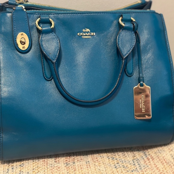 Coach Crosby Teal Leather Satchel - Picture 14 of 15